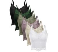 6 Pack Fairy Grunge Y2K Tops, Lace Patchwork Crop Tops Ribbed Knitted Cropped Cami Tank Top Y2K Clothing for Women Girls