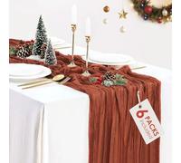6 Pack Fall Table Runner Terracotta Cheesecloth Table Runner 10ft, Rustic Sheer Burnt Orange Gauze Cheese Cloth for Boho Wedding Decor Baby Shower Thanksgiving Table Decor