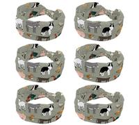 6 Pack Farm Animals Seamless Vector Headbands for Women, Fashionable Sports Hairbands, Elastic Wide Headbands Non Slip Workout Yoga Sport Headbands for Women