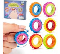 6 Pack Fidget Sensory Rings For Adults & Children,Textured Finger Spinner Rings,Texture Stress Finger Toys for Autism Calming,Fidget Toys For Kids,Anxiety Relief,for Classroom & Office