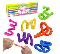 6 Pack Fidget Toys Sensory Sticks, Silicone Colorful Quiet Fidget Stick Toys for ADHD Autism, Autism Anxiety Relief Stretchy Sticks, Textured Stretchy, for Classroom, Travel, Camping, Picnic