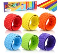 6 Pack Fidget Toys Textured Soft Sensory Slap Bracelets, Colorful Quiet Calming Sensory Toys for ADHD Autism, Silicone Fidget Toy for Kids Adults, Classroom Office Travel Activities Essential