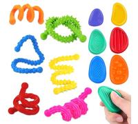 6 Pack Fidget Toys Textured Stretchy Sensory Stick, 6 Pcs Sensory Stones Colorful Quiet Calming Sensory Toys for ADHD Autism, Silicone Noodles Fidget Toy for Kids Adults, Classroom Office Travel Activ
