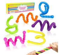 6 Pack Fidget Toys Textured Stretchy Sensory Stick, Colorful Quiet Calming Sensory Toys for ADHD Autism, Silicone Noodles Fidget Toy for Kids Adults, Classroom Office Travel Activities Essential