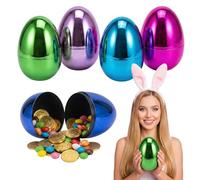 6 Pack Fillable Easter Eggs, 6" Jumbo Metallic Colorful Plastic Easter Eggs, Easter Egg Hunts, Easter Theme Party Favors, Basket Fillers, 6" Giant Fillable Eggs