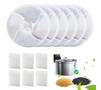 6 Pack Filter for Cat Water Fountain & 6 Pack Sponges Filter Replacement for 3.5L/118oz Stainless Steel Cat Water Fountain