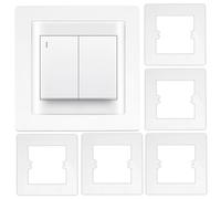 6-Pack Finger Plate Surround Covers for Single Light Switch 1 Gang Wall Protector for Electrical Sockets Switches Covering Gaps Between Switches Sockets and Walls Easy-to-Clean Hole Cover Plates White