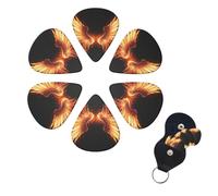 6 Pack Fire Angle Wings Guitar Picks with Guitar Pick Holder, Personalized Celluloid Plectrums for Acoustic Guitar, Bass, Ukulele, Cool Bass Accessories Gifts for Men Women 0.46mm