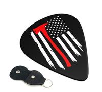 6 Pack Firefighters USA Flag Guitar Picks, Bass Electric Acoustic Guitar Ukulele Accessories, Medium Guitar Picks Plectrums with Organizer Bag