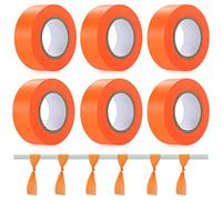 6 Pack Flagging Tape,Non-Adhesive Marking Tape Surveyors Tape Neon Marking Tape Non-Adhesive Tape Survey Tape for Boundaries and Hazardous Areas,Trail Marking (Fluorescent Orange)