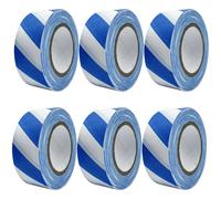 6 Pack Flagging Tape with Blue and White Stripes, 1 inch x 100 ft Non-Adhesive Plastic Ribbon Neon Marking Tape for Hunting Hiking Trail Hazardous Areas Halloween Party Decors
