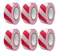 6 Pack Flagging Tape with Pink and White Stripes, 1 inch x 100 ft Non-Adhesive Plastic Ribbon Neon Marking Tape for Hunting Hiking Trail Hazardous Areas Halloween Party Decors