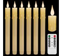 6 Pack Flameless LED Taper Candles Rechargeable Real Wax