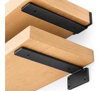 6 Pack Floating Shelf Bracket 6 Inch, Heavy Duty Hidden L Brackets, DIY Rustic Industrial Shelf Brackets with Modern Iron Finish(Black)
