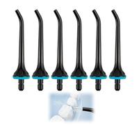6-Pack Flosser Replacement Tips for Hangsun, Nicwell, COSLUS, Mospro, Zerhunt, Oral Irrigator Jet Tips, Black ABS Jet Tips with Leak-Proof Rubber Sealing, Ideal for Dental Care & Gum Health