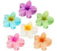 6 Pack Flower Claw Clip for Women, Hawaiian Plumeria Hair Clip,Preppy Flower Hair Clips, Hibiscus Hair Clip, Hawaii Hair Accessories for Thick Hair, Gifts for Women Teen Girls