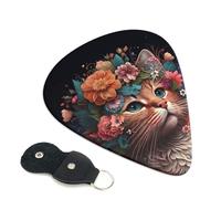 6 Pack Flower Crown Cat Guitar Picks - 0.46 0.71 0.93 mm Includes Cool Guitar Picks Thin Medium Heavy Thickness, Electric Guitar Picks for Acoustic Guitar Bass Ukulele