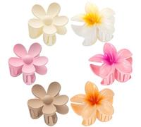 6 Pack Flower Hair Clips for Women, Preppy Claw Clip, Hawaiian Plumeria Flower Clips for Thin Hair, Large Cute Hair Clips for Thick Hair, Gifts for Women Teen Girls