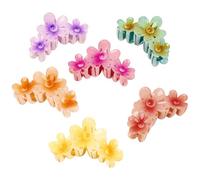 6-Pack Flower Hairpins, Non-Slip Plastic Hairpin, Acrylic Hairpins, Strong Styling, Beautiful Summer Colors, Cute Flower Shapes, Suitable for Women and Girls, Thin Hair or Thick Hair
