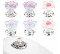 6 Pack Flower Shape Toilet Button Pusher, Toilet Tank Button, Aids Flush Replacement for Women Long Nail Art, Flower Shape Toilet Press, Toilet Flush Button Pusher Tool