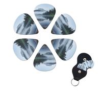 6 Pack Foggy Lake by Mount Rainier Guitar Picks with Guitar Pick Holder, Personalized Celluloid Plectrums for Acoustic Guitar, Bass, Ukulele, Cool Bass Accessories Gifts for Men Women 0.96mm