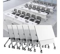 6 Pack Folding Mobile Training TableModern Flip Top Seminar Meeting Table 47in for Conference Room & Classroom SpaceSaving & Portable Design