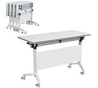 6-Pack Folding Training Tables with Wheels, Flip Top Mobile Conference Table for Modern Meeting Rooms, Versatile Conference Room Furniture