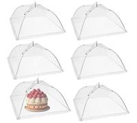 6 Pack Food Cover Mesh Screen and Collapsible Umbrella Reusable Tents for Parties Picnics BBQs Outdoors Net Pop up Covers Cake Storage Tent Keep Out Flies Bugs Mosquitoes - 14 Inch