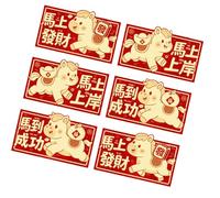 6 Pack Frosted Texture 2026 Horse Theme Red Envelopes Modern Cartoon Art Red Envelopes Set for Chinese New Year Festival