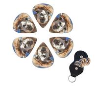 6 Pack Funny Alpaca Llama Guitar Picks with Guitar Pick Holder, Personalized Celluloid Plectrums for Acoustic Guitar, Bass, Ukulele, Cool Bass Accessories Gifts for Men Women 0.96mm