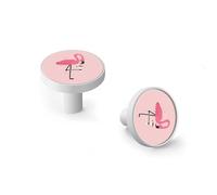6 Pack Funny Flamingo with Cocktail Cabinet Knobs and Wall Hooks, White Drawer Pulls for Kitchen Bathroom Dresser Zinc Alloy Handles