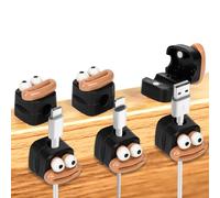 6 Pack Funny Magnetic Cable Clips, Self Adhesive Cord Holder with 6 Mouth Shape Cable Organiser Magnet Management Wire Keeper for Office Car Computer Nightstand Desk Phone Charger Organizer (Black)