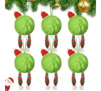 6 Pack Furry Large Christmas Ball Ornaments Elf Hanging for Tree Decorations Soft Faux Fur Pom Pom Ball Ornament for Xmas Party Tree Home Supplies (Green)
