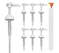 6 Pack Gallon Jug Pump Dispenser 38-400 White Pump for Gallon Jug Dispensing - 7cc Lotion Gallon Shampoo Pump Top Replacement, Fits 1 Gallon Bottle 64oz 128oz Hand Sanitizer Containers, Free Funnel