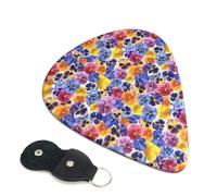 6 Pack Garden Tricolor Pansy Flower Guitar Picks, Bass Electric Acoustic Guitar Ukulele Accessories, Medium Guitar Picks Plectrums with Organizer Bag