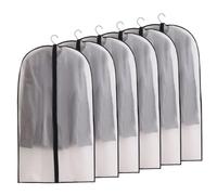 6 Pack Garment Bags | Translucent, Waterproof Suit Covers | Dust & Moth Proof for Storage,60x100cm(24x40in) (6)