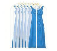 6 Pack Garment Covers for Hanging Clothes, 60 x 150cm Clear Dress Covers with Full Zip, PEVA Dustproof Suit Bags for Long Dresses, Coats, Suits and Gowns, Reusable Washable Wardrobe Storage