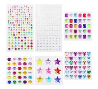 6 Pack Gem Stickers Self Adhesive Flatback Assorted Shapes Jewels Bling Rhinestone Crystal Sticker for DIY and Crafts