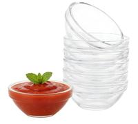 6-Pack Glass Dipping Bowls Set, 135ml Clear Serving Dishes for Sauce, Snacks, Desserts, Condiments, Small Prep Containers,Lead Free& Dishwasher Safe, Stackable
