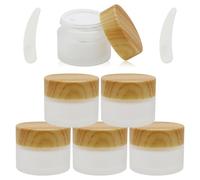6 Pack Glass Jars,15ml Empty Frosted Refillable Sample Bottle Cosmetic Face Cream Jar Pot Bottle Container Holder Case with Screw Cap Lid and Liners
