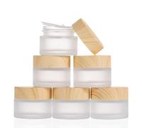 6 Pack Glass Jars,15ml Empty Frosted Refillable Sample Bottle Cosmetic Face Cream Jar Pot Bottle Container Holder Case with Screw Cap Lid and Liners
