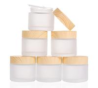 6 Pack Glass Jars,60ml Empty Frosted Refillable Sample Bottle Cosmetic Face Cream Jar Pot Bottle Container Holder Case with Screw Cap Lid and Liners