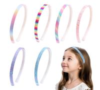 6 Pack Glitter Headbands for Girls, Thick Sparkly Non Slip Chunky Hairbands, Rainbow Sequin Bling Hair Accessories, Sweet Adorable Style for Little Girls Kids Women, Color Random (Rainbow-B, 1.5CM)