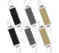 6 Pack Glove Clips, Mitten Clips with Elastic Straps for Kids, Toddle and Adults, Elastic Mitten Clips, Clothes Waist Cinch Sweater Cardigan Clips,Baby Mittens Clips, Hat Clip(Black, gray, khaki)