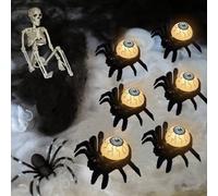 6-Pack Glowing Spider Eye Lights - Halloween Battery-Operated Night Lights, Creepy Crawling Props with Glowing Eyes for Spooky Room Ambiance at Parties & Haunted Houses