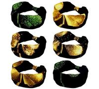 6 Pack Gold Four leaf clover (3) Headbands for Women, Fashionable Sports Hairbands, Elastic Wide Headbands Non Slip Workout Yoga Sport Headbands for Women