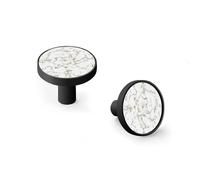 6 Pack Gold Marble Granite Texture Luxury Stone Cabinet Knobs and Wall Hooks, Black Base Solid Zinc Alloy Drawer Pulls, Modern Handle for Kitchen, Bathroom, Dresser Cabinet Hardware