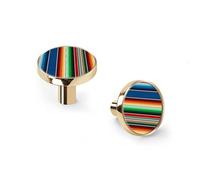 6 Pack Golden Drawer Pulls & Wall Hooks, Unqine Handles for Cabinet Wardrobe, Ethnic Mexican Fabric with Colorful Stripes Design, Zinc Alloy Kitchen Bathroom Home Decor Hardware