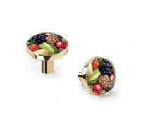 6 Pack Golden Drawer Pulls & Wall Hooks, Unqine Handles for Cabinet Wardrobe, Fruits Sweet Fruit Exotic Design, Zinc Alloy Kitchen Bathroom Home Decor Hardware