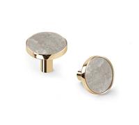 6 Pack Golden Drawer Pulls & Wall Hooks, Unqine Handles for Cabinet Wardrobe, Light Beige Textured Stone Design, Zinc Alloy Kitchen Bathroom Home Decor Hardware